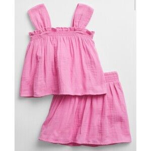 babyGap Gauze Two-Piece Skirt Outfit Set Pretty Pink - 6-12Mths